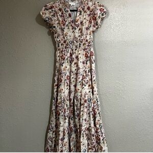 Entro Floral Puff Sleeve Maxi Dress Size Small